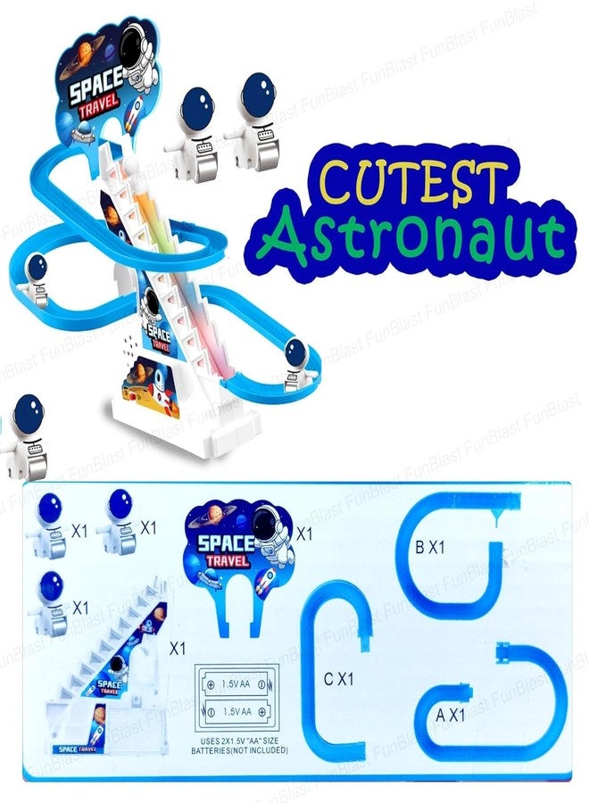 TEC TAVAKKAL Astronaut Slide Toy Set, Funny Automatic Stair-Climbing Astronaut Cartoon Race Track Set Little Attractive Astronaut Slide Toy Escalator Toy with Lights and Music (Astronaut Track Set) - Image 3